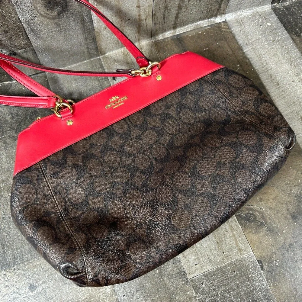 COACH BROOKE‎ CARRYALL IN SIGNATURE CANVAS (F26139) Brown True Red